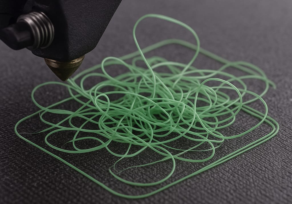 3D printer filament dragging on build plate illustration